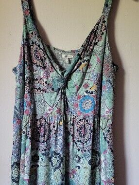 Maurices Plus Size Mint Printed Tiered Midi Dress Smocked Back Size 3X NWT